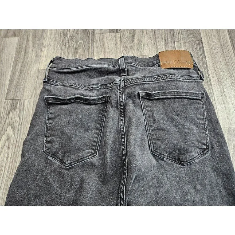 J. Crew‎ Womens Size 27 Mercantile Pockets Whiskered Black Grey Denim Jeans